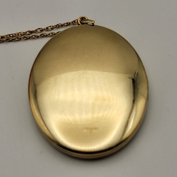 Vtg. 14K Yellow Gold Filled Floral Embossed Photo Locket Pendant Necklace 19.5" - Picture 3 of 9
